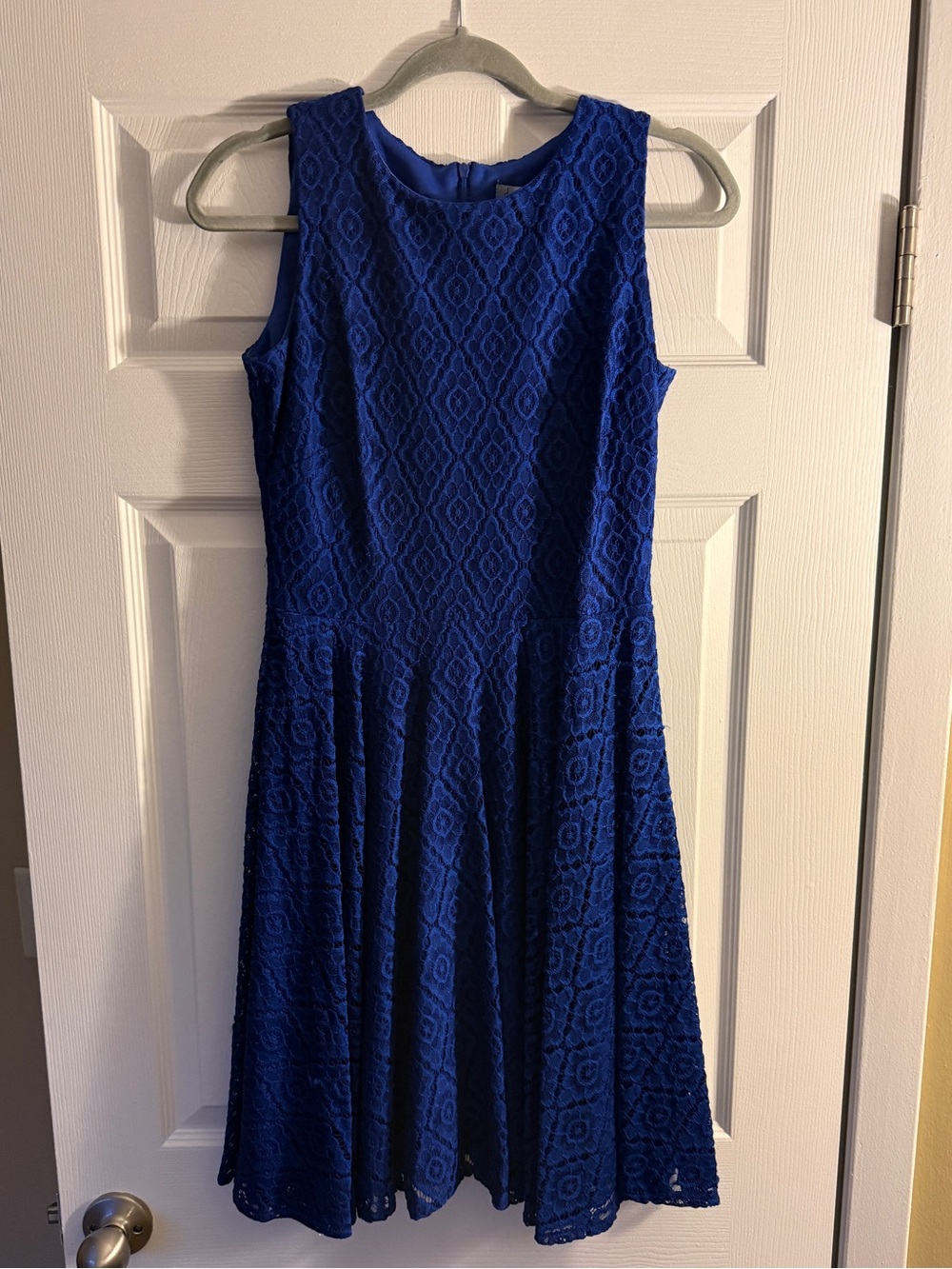 Danny & Nicole Cobalt & Navy Blue Sleeveless Lace Midi Dress